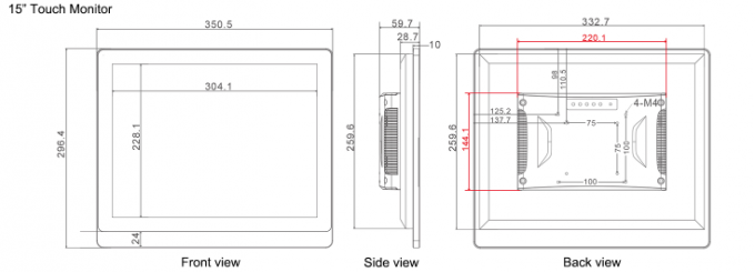 CNC Control Resistive Touch Monitor Automation 15 Inch Free Bezel Industrial