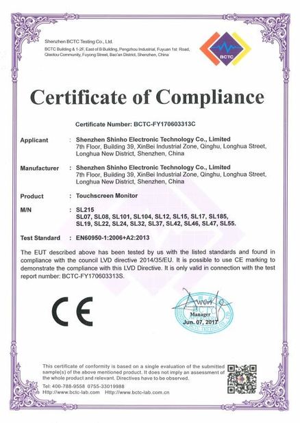 China Shenzhen Shinho Electronic Technology Co., Limited certification