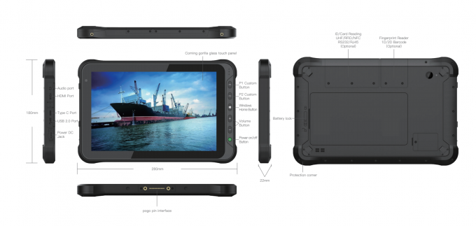 Fingerprint NFC RFID Industrial Rugged Tablet IP65 GPS Barcode